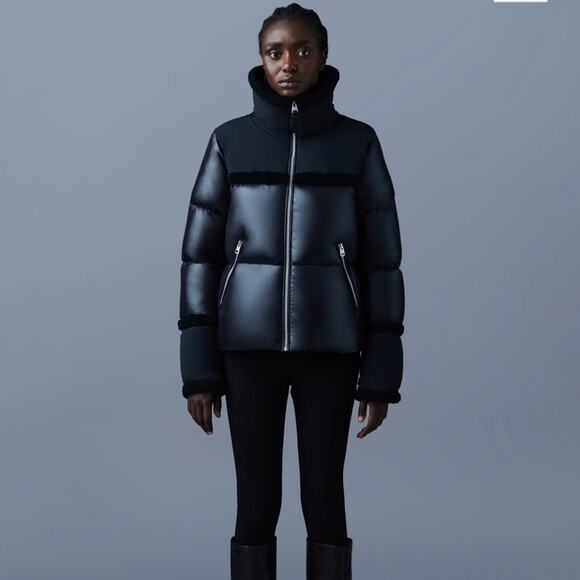 Mackage MIYA lustrous light down jacket with shearling trim MEDIUM - Picture 14 of 14